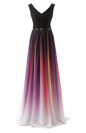 Women's Sexy Long V-Neck Beaded Prom Dresses A-Line Criss Cross Back Formal Occasion Evening Party Gown Vestidos De Gala BM400