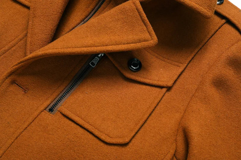 Men's Wool Overcoat Winter Business Coat Double Collar Warm Trench Coat for Men Cold Resistant Classic Long Jacket