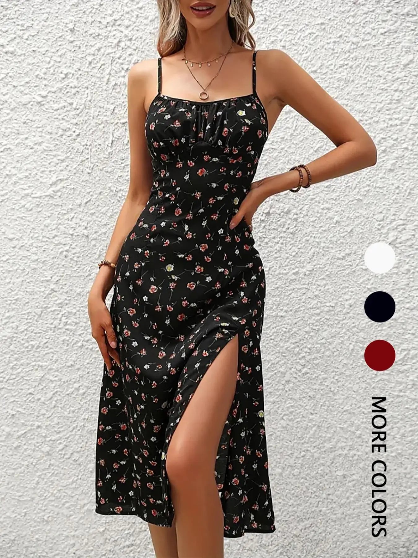 Women's Floral Print Asymmetrical Hem Long Dress Bohemian Style Sleeveless Midi Dress for Daily Wear Beach Vacation
