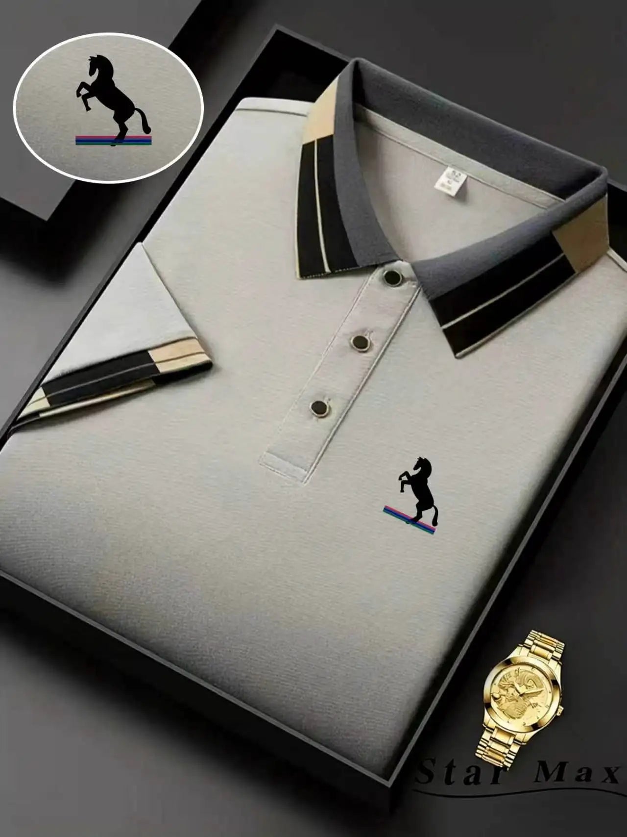Camisa Polo Masculina de Luxo com Bordado de Cavalo - Estilo Milão Verão