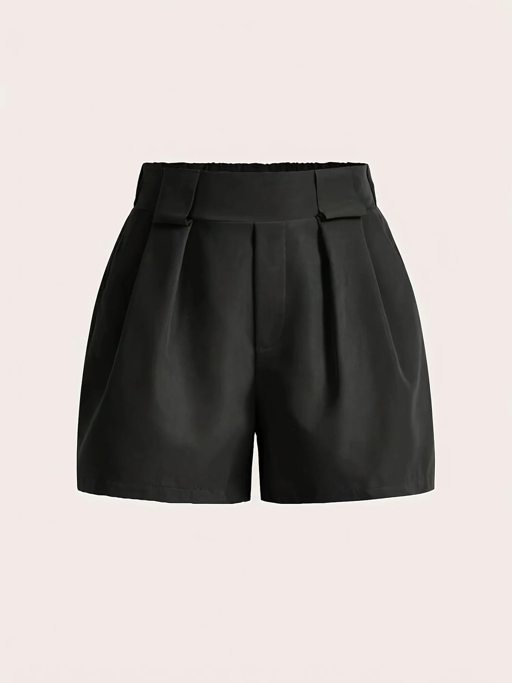 Shorts Feminino Casual Cor Sólida com Bolso e Cintura Elástica