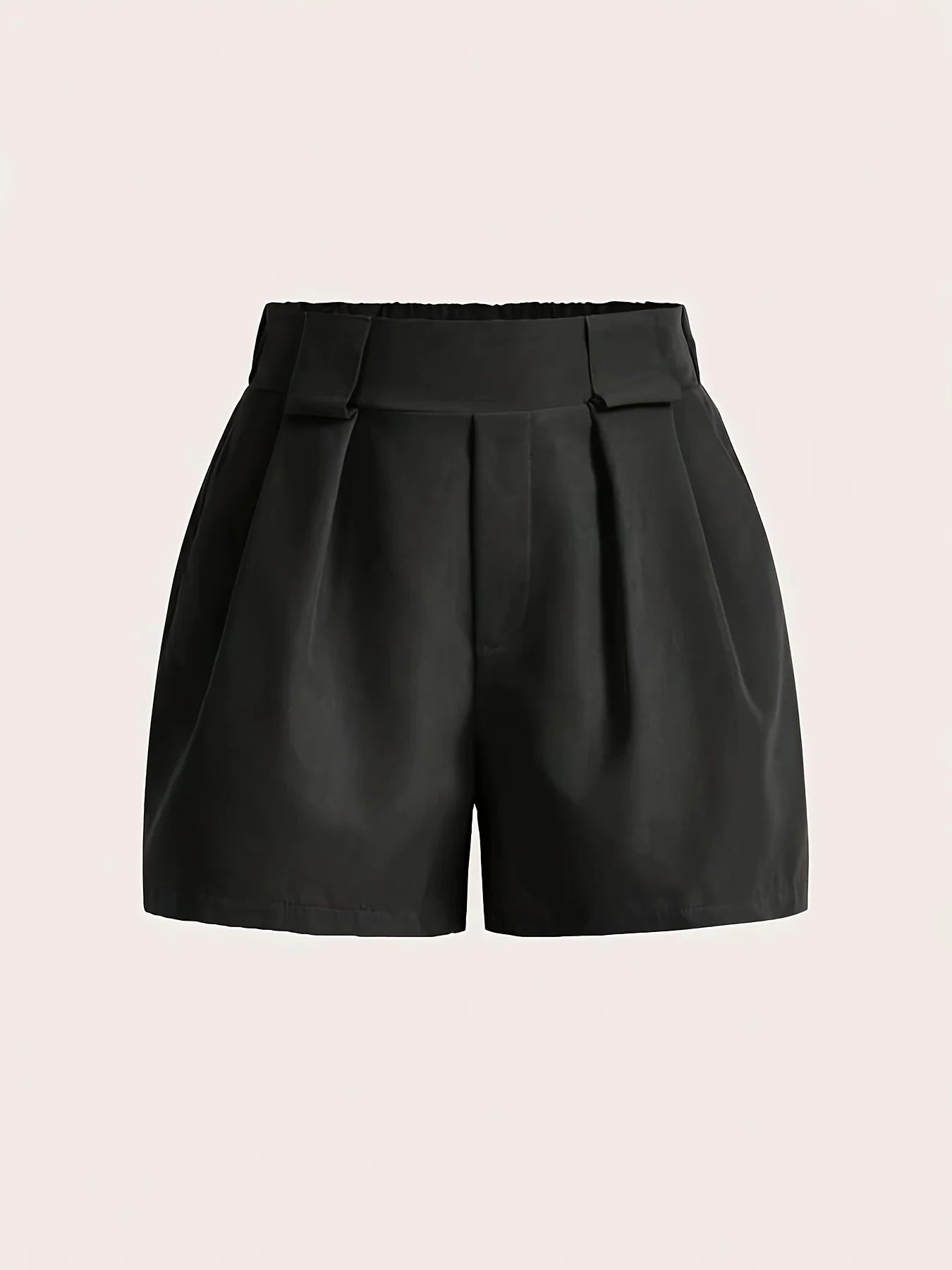 Shorts Feminino Casual Cor Sólida com Bolso e Cintura Elástica