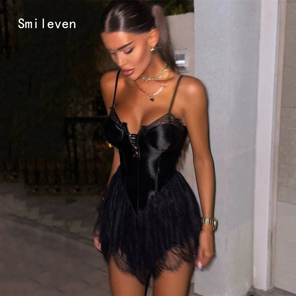 Smileven Luxury A Line Short Prom Dress Lace Elegant Gowns for Gala Party Spaghetti Strap Evening Dress Customized 2026