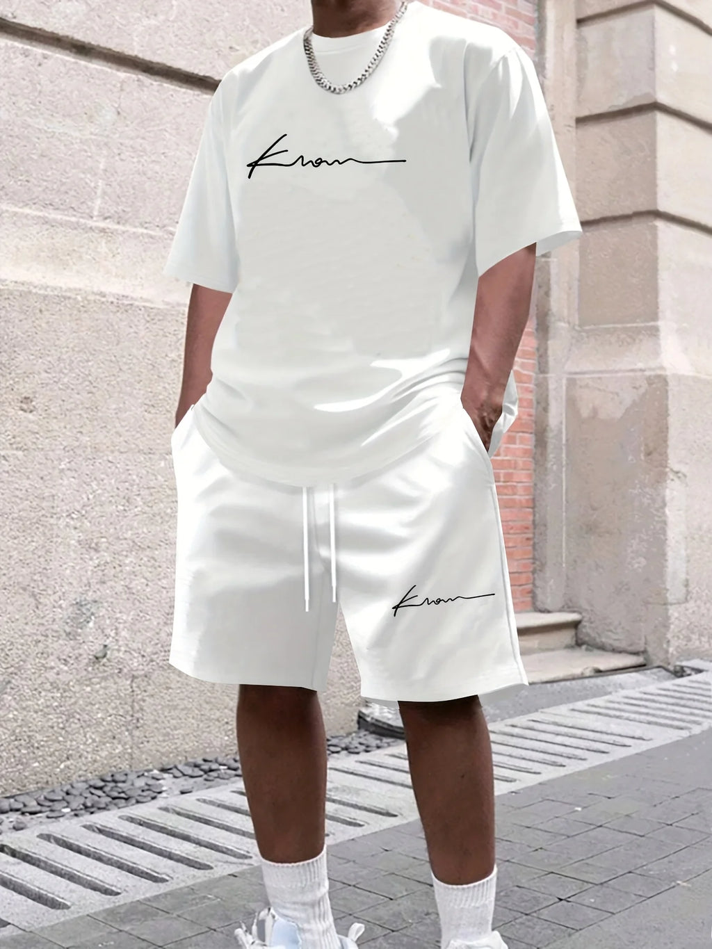 Summer Gradient Color Athletic T-Shirt and Shorts Set Stylish Men's Quick-Dry Athletic Short-Sleeve Top with Drawstring Shorts