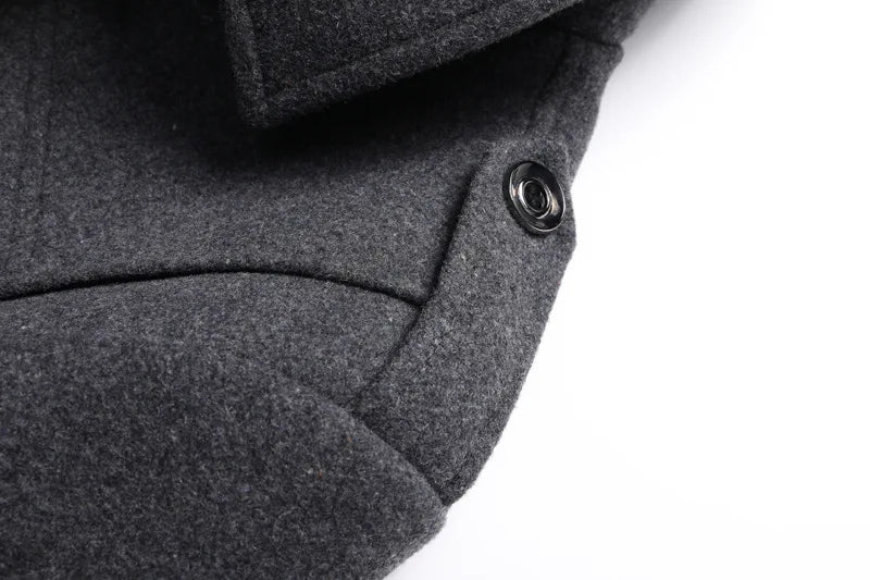 Men's Wool Overcoat Winter Business Coat Double Collar Warm Trench Coat for Men Cold Resistant Classic Long Jacket