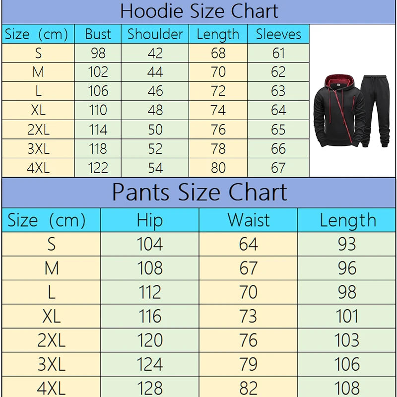 2025 Hot Sale Mens Tracksuit Hoodie Sweatpants Black Letter Print Zipper Jacket Jogger Pants Autumn Winter Casual Fashion Outfit