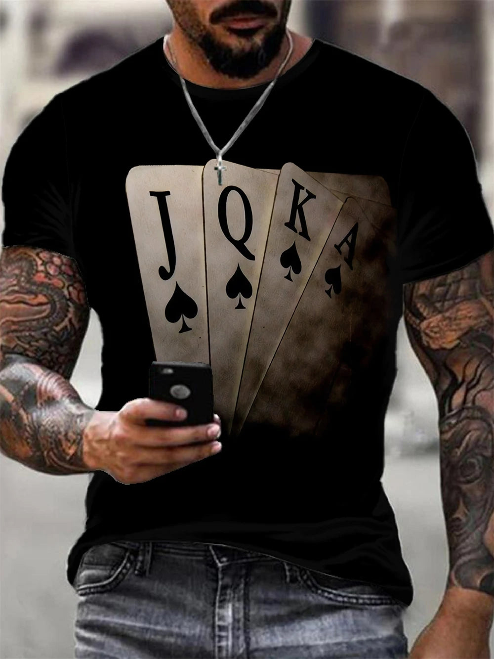 Camiseta Masculina Preta e Dourada com Estampa "King" - Luxo e Personalidade