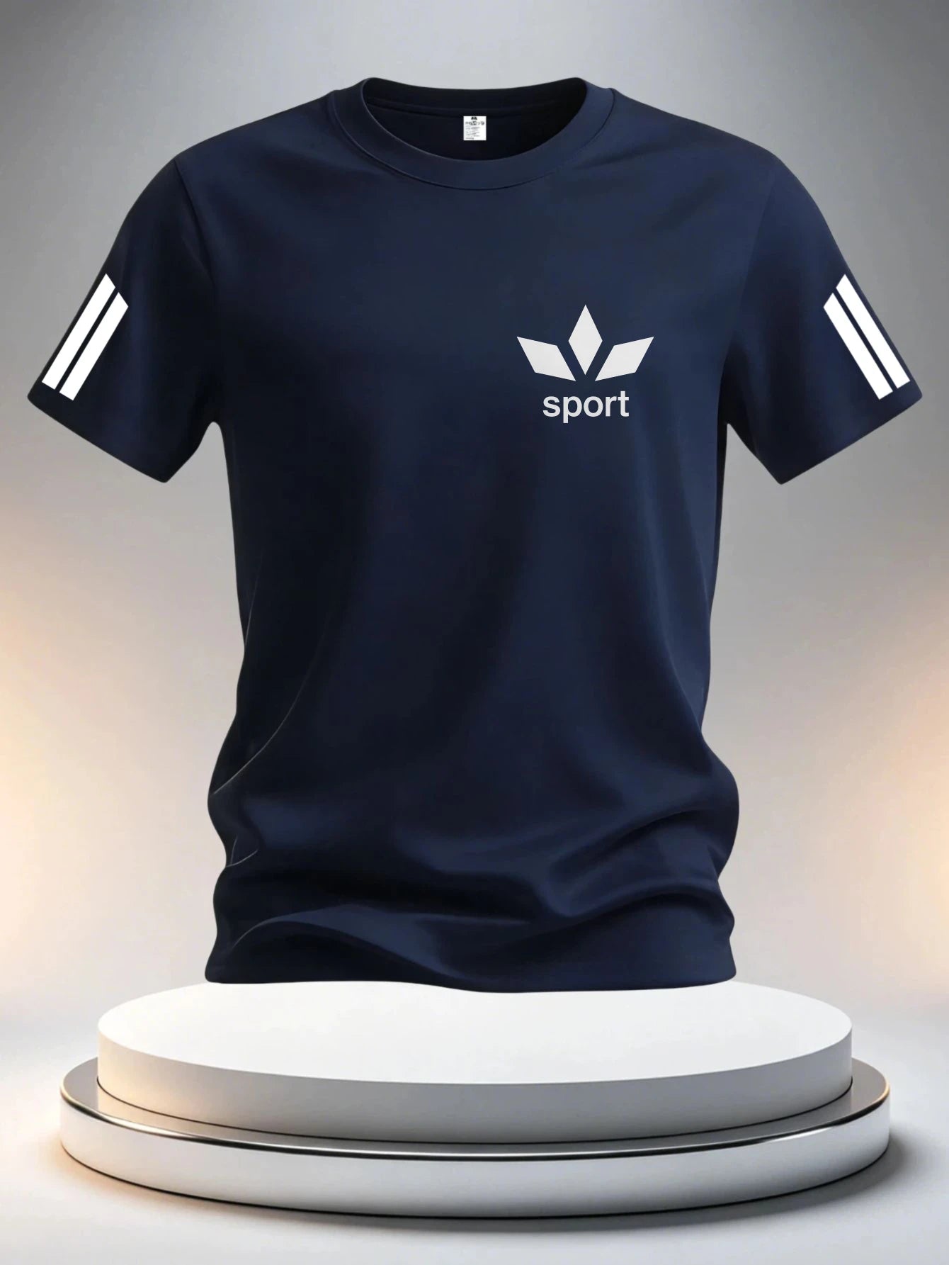 Leisure Hit Product Men'S Summer T-Shirt White Sport Stripes Design Fashion Design Printed T-Shirt Fitness Casual Leisure