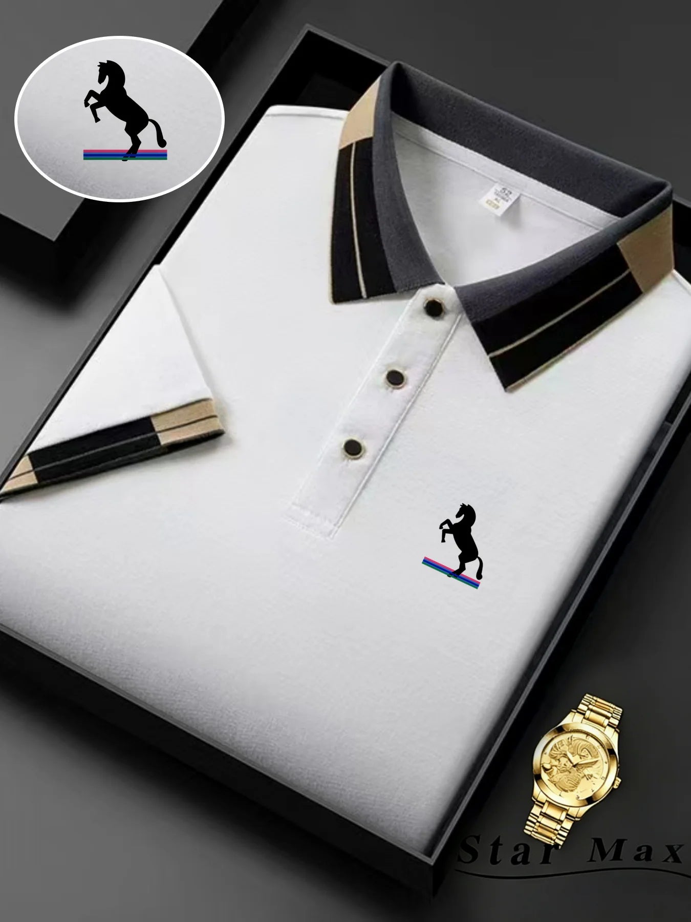 Camisa Polo Masculina de Luxo com Bordado de Cavalo - Estilo Milão Verão