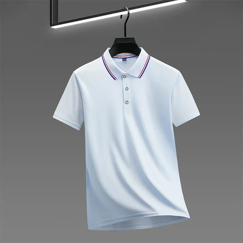 Camisa Polo Masculina Casual Cor Sólida - Manga Curta Versátil Verão