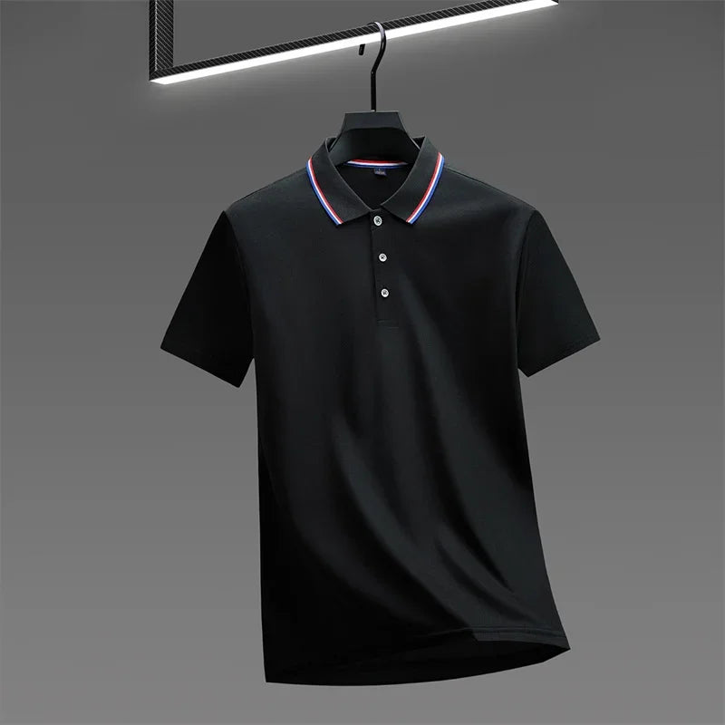 Camisa Polo Masculina Casual Cor Sólida - Manga Curta Versátil Verão