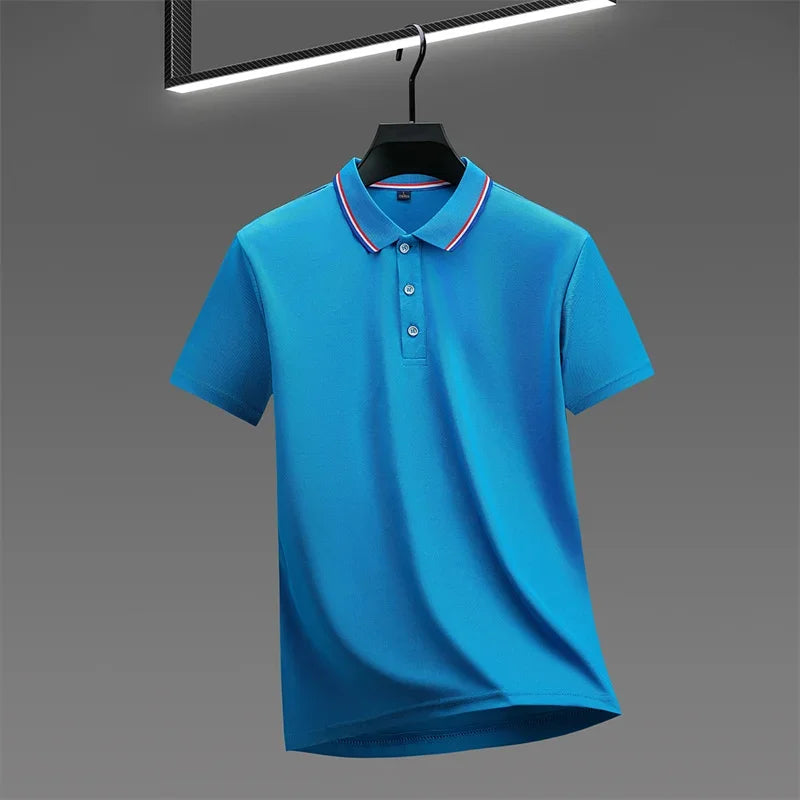 Camisa Polo Masculina Casual Cor Sólida - Manga Curta Versátil Verão