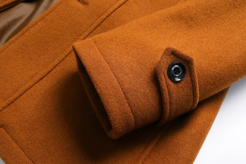 Men's Wool Overcoat Winter Business Coat Double Collar Warm Trench Coat for Men Cold Resistant Classic Long Jacket