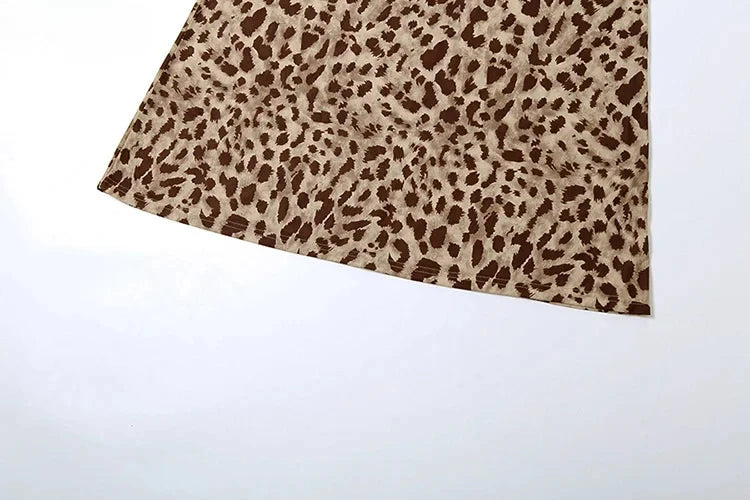Vestido Feminino com Estampa de Leopardo - Sexy Alças Finas Babados Festa Clube