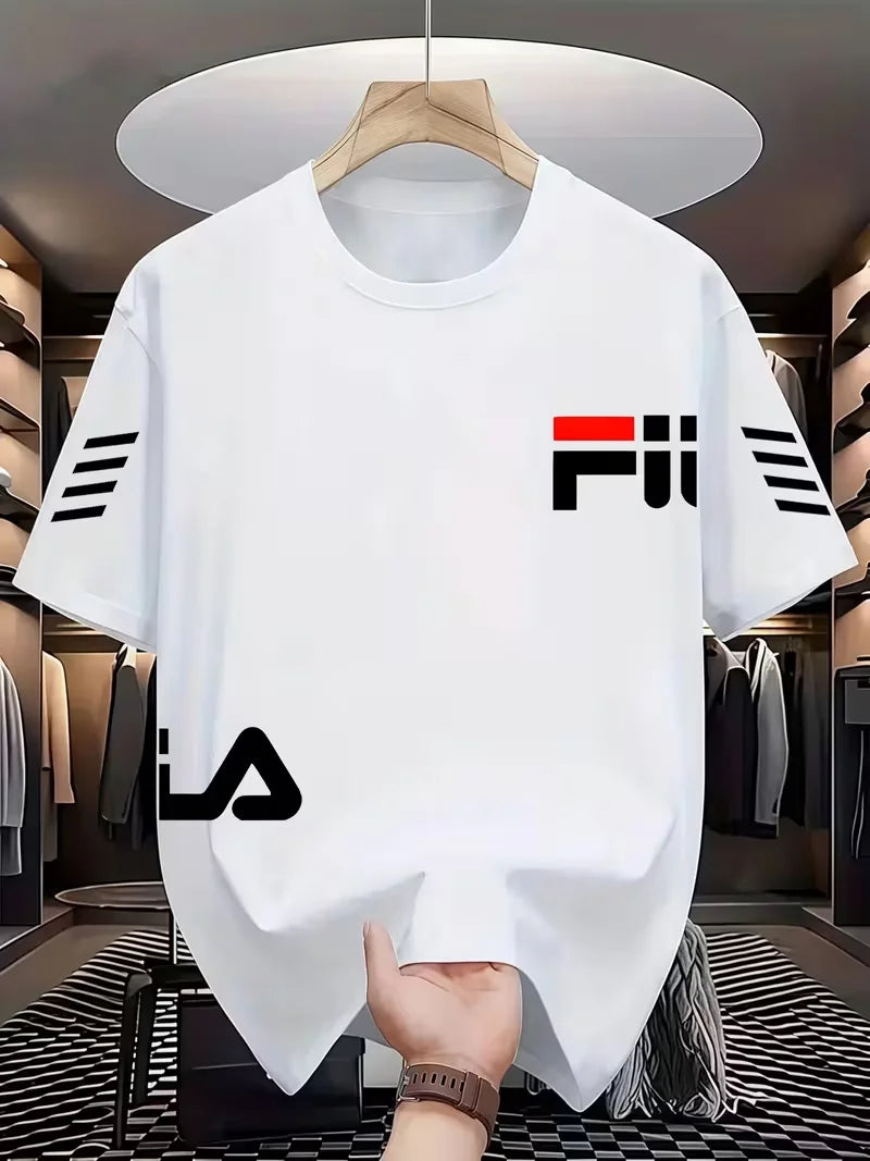 Men's Mesh Fashion Round Neck Fashion Street Style Pattern T-shirt - Pattern Printed Casual Fashion Comfortable Fabric