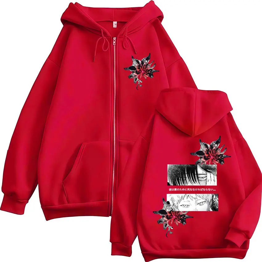 Anime The Summer Hikaru Died Hikaru Yoshiki Eyes Zipper Hoodies Men Women Fashion Zip Up Sweatshirts Long Sleeve Pullover Jacket