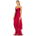 Customized Red Evening Dresses Long Pleated Party Dress with Lace Draped Elegant Modern Formal Prom Gowns for Women 2026