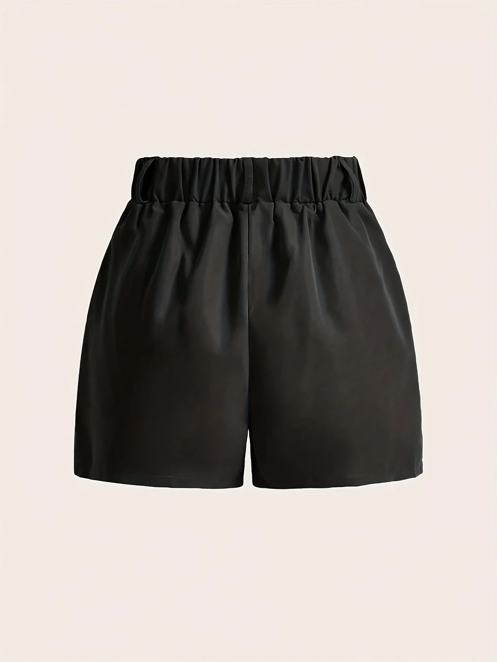 Shorts Feminino Casual Cor Sólida com Bolso e Cintura Elástica