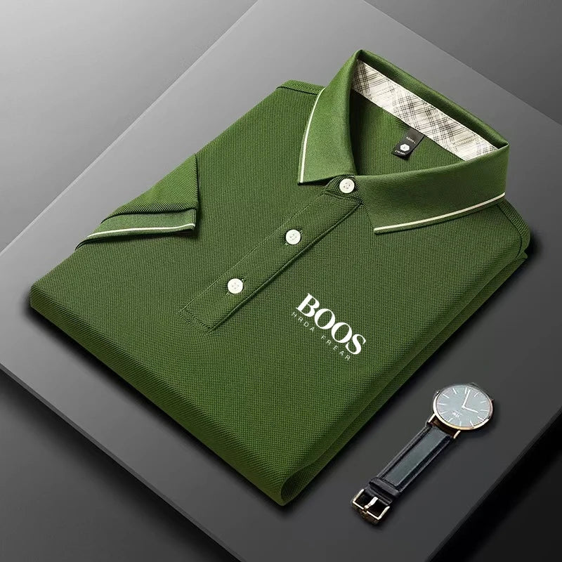 New Style Embroidered Men's High-end Summer Loose Short-sleeved POLO Shirt, Casual and Fashionable Top