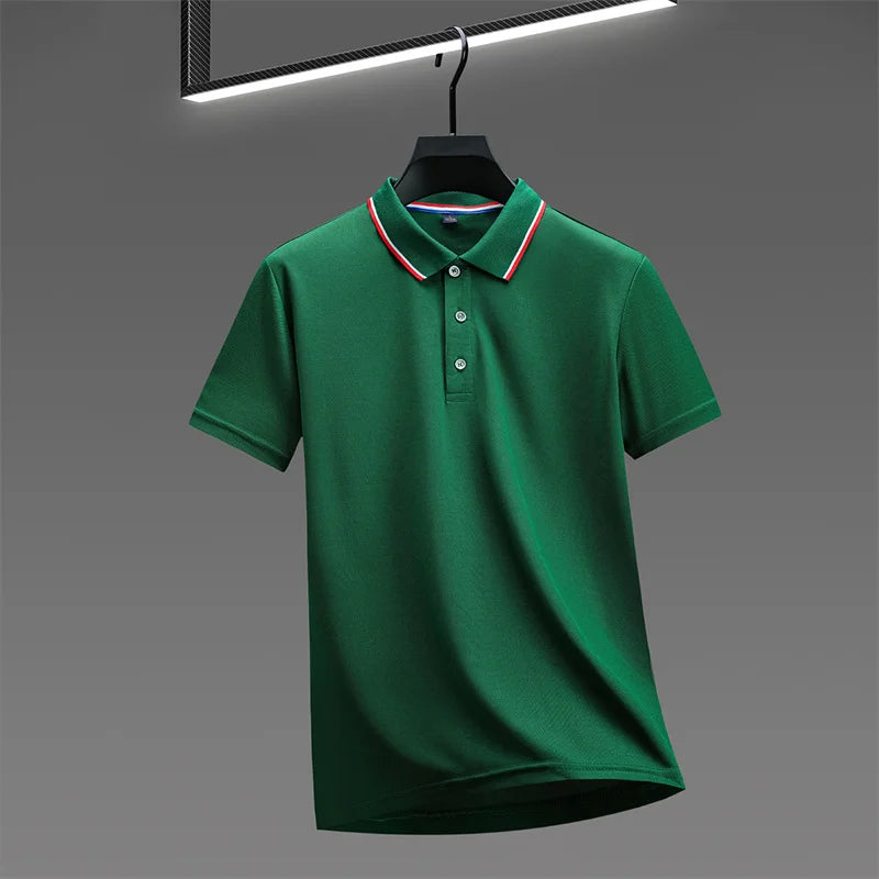 Camisa Polo Masculina Casual Cor Sólida - Manga Curta Versátil Verão