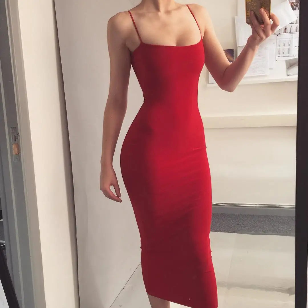 Vestido Longo Feminino com Alças - Sexy Suspensório Clube Verão