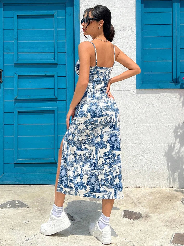 Vestido Longo - Estampa Margarida e Leopardo Maxi