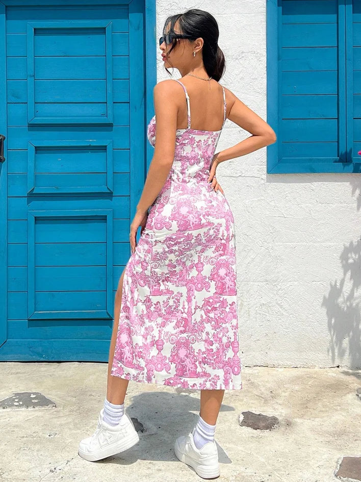 Vestido Longo - Estampa Margarida e Leopardo Maxi