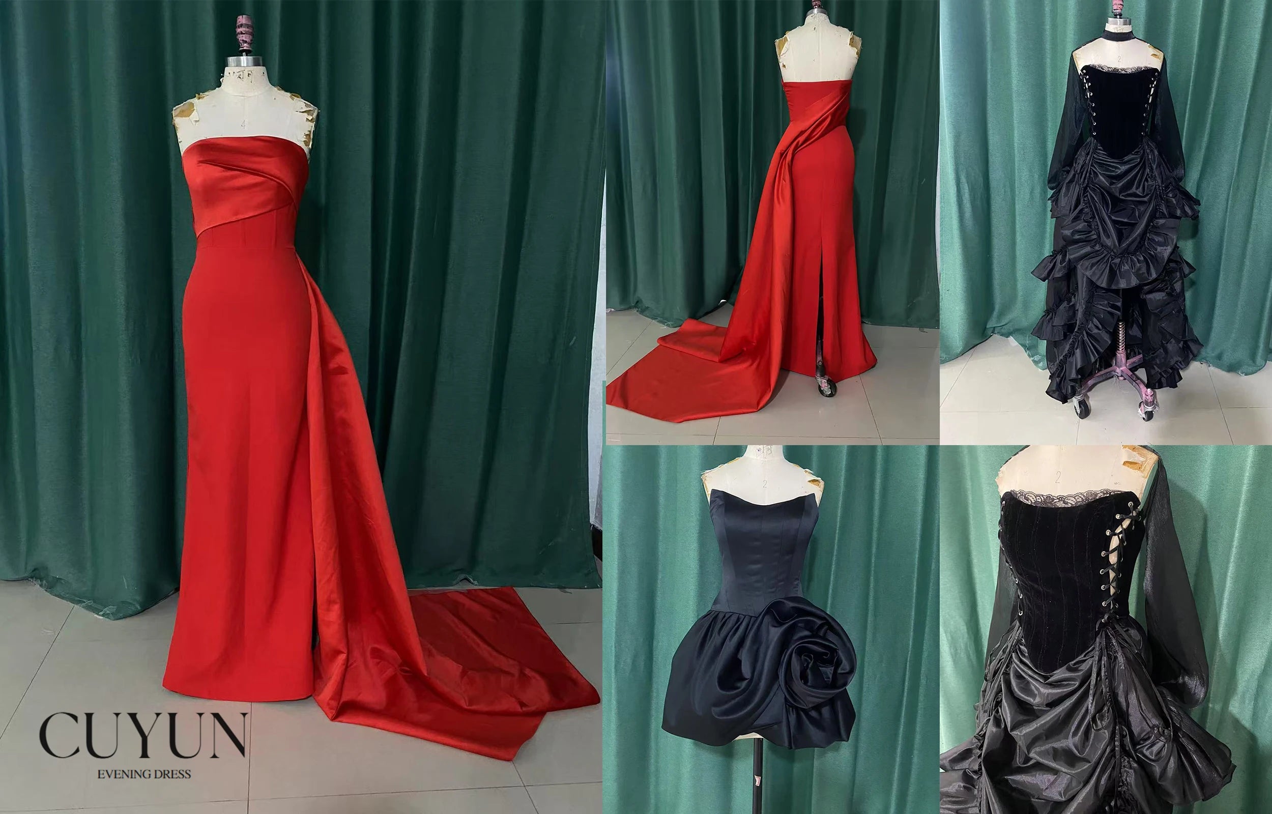 CUYUN Strapless Saudi Prom Dresses with Train Customized A Line Floor-Length Elegant Evening Gown Special Occasion Dresses