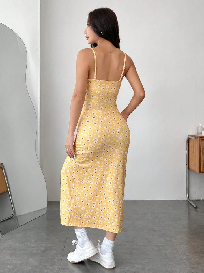 Vestido Longo - Estampa Margarida e Leopardo Maxi