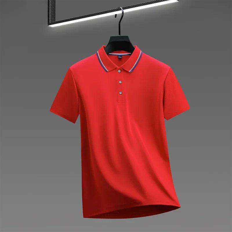 Camisa Polo Masculina Casual Cor Sólida - Manga Curta Versátil Verão