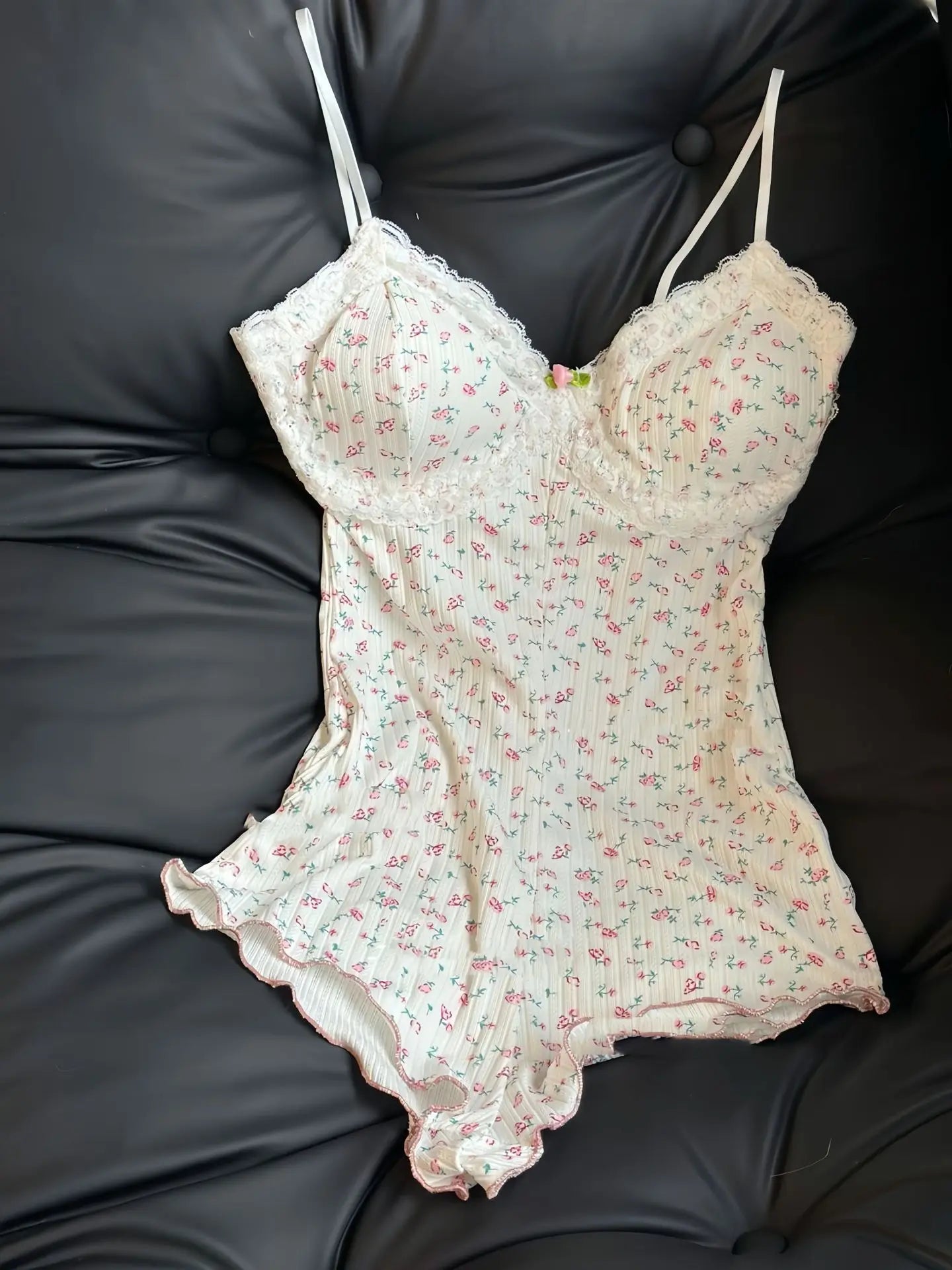 Body Feminino Floral com Renda - Sem Manga Slim Fit Lingerie Jumpsuit Sexy