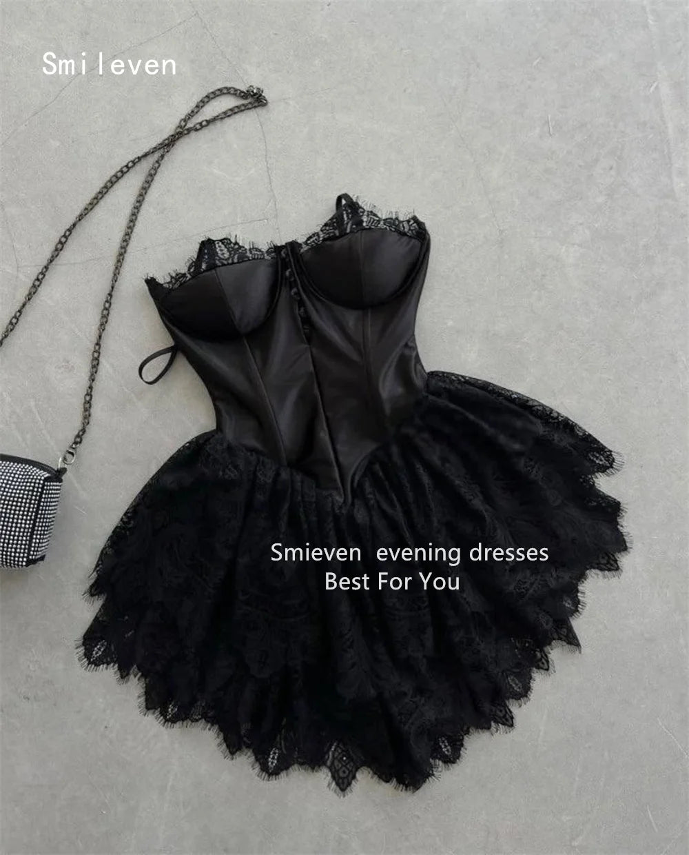 Smileven Luxury A Line Short Prom Dress Lace Elegant Gowns for Gala Party Spaghetti Strap Evening Dress Customized 2026