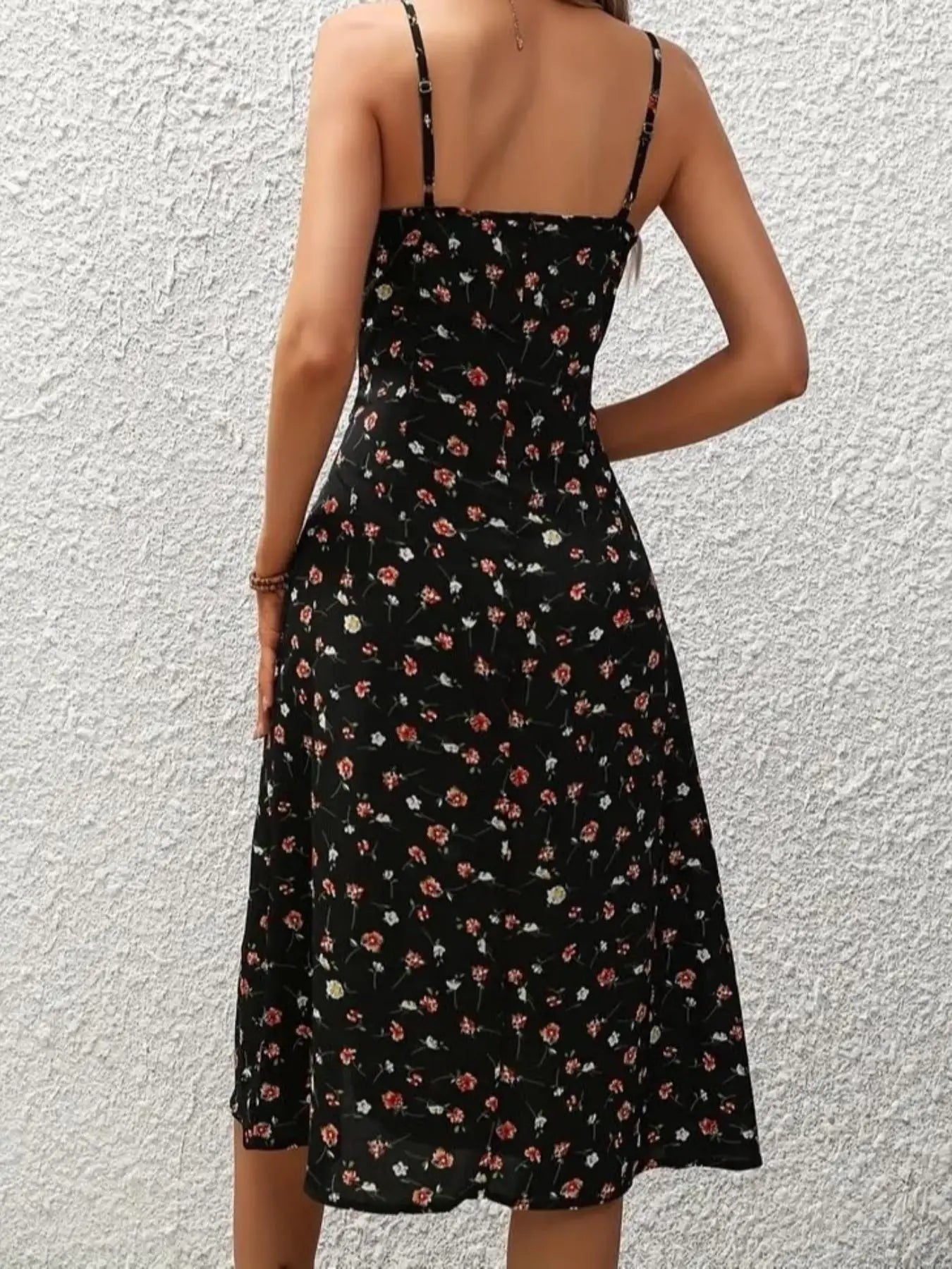 Women's Floral Print Asymmetrical Hem Long Dress Bohemian Style Sleeveless Midi Dress for Daily Wear Beach Vacation