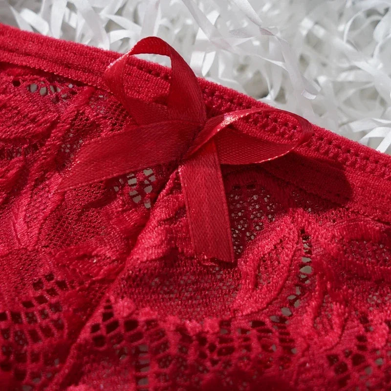 Women's Lace Nightgown Set Sheer Sexy Sleepwear V-Neck Front-Split Pajamas Loungewear with Panty 2-Piece for Women