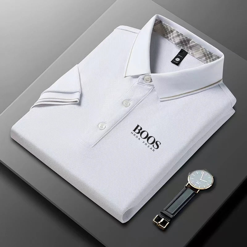 New Style Embroidered Men's High-end Summer Loose Short-sleeved POLO Shirt, Casual and Fashionable Top