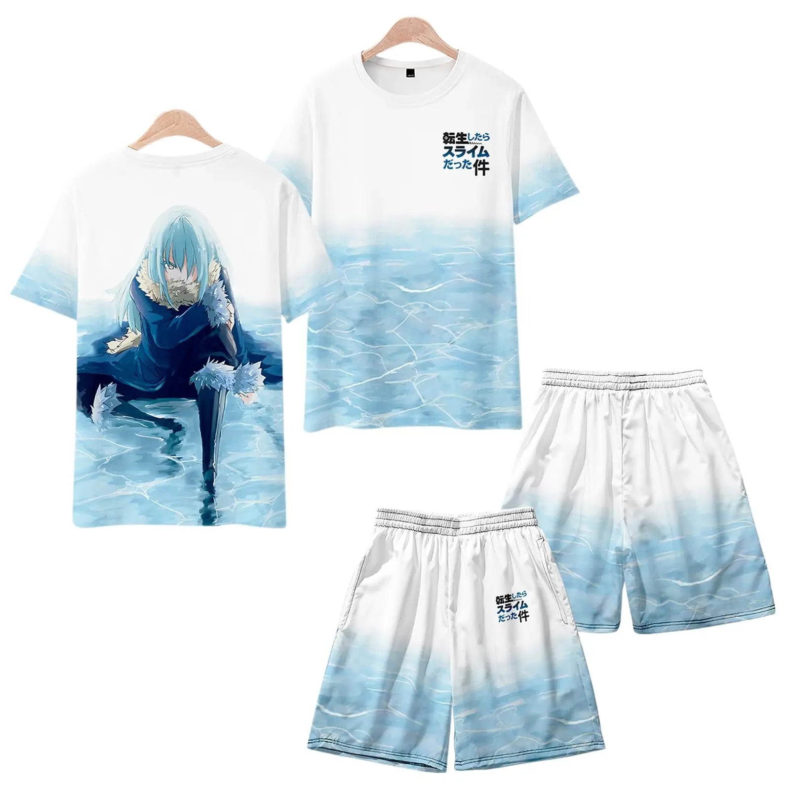 That Time I Got Reincarnated As A Slime Rimuru Tempest 3D Print T-shirt Set Kawaii Cosplay Tee Shorts Suit Men Women 2 Piece Set