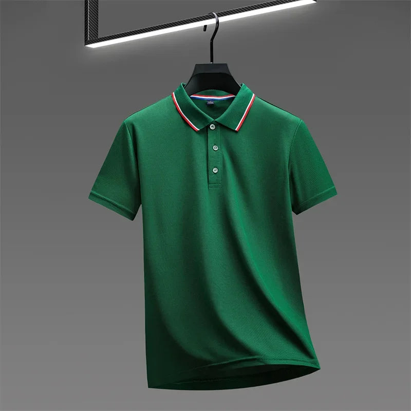Camisa Polo Masculina Casual Cor Sólida - Manga Curta Versátil Verão