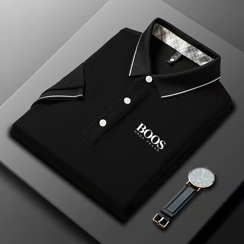 New Style Embroidered Men's High-end Summer Loose Short-sleeved POLO Shirt, Casual and Fashionable Top