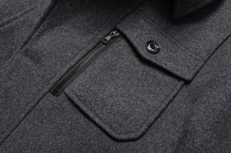 Men's Wool Overcoat Winter Business Coat Double Collar Warm Trench Coat for Men Cold Resistant Classic Long Jacket