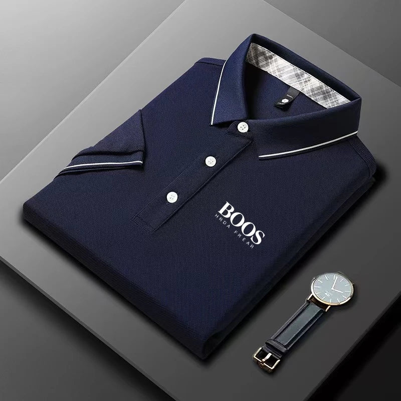 New Style Embroidered Men's High-end Summer Loose Short-sleeved POLO Shirt, Casual and Fashionable Top