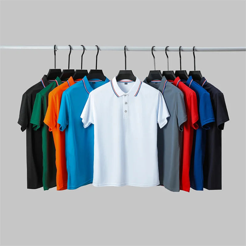 Camisa Polo Masculina Casual Cor Sólida - Manga Curta Versátil Verão