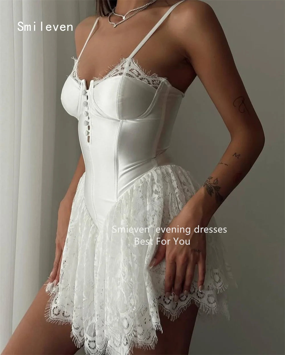 Smileven Luxury A Line Short Prom Dress Lace Elegant Gowns for Gala Party Spaghetti Strap Evening Dress Customized 2026