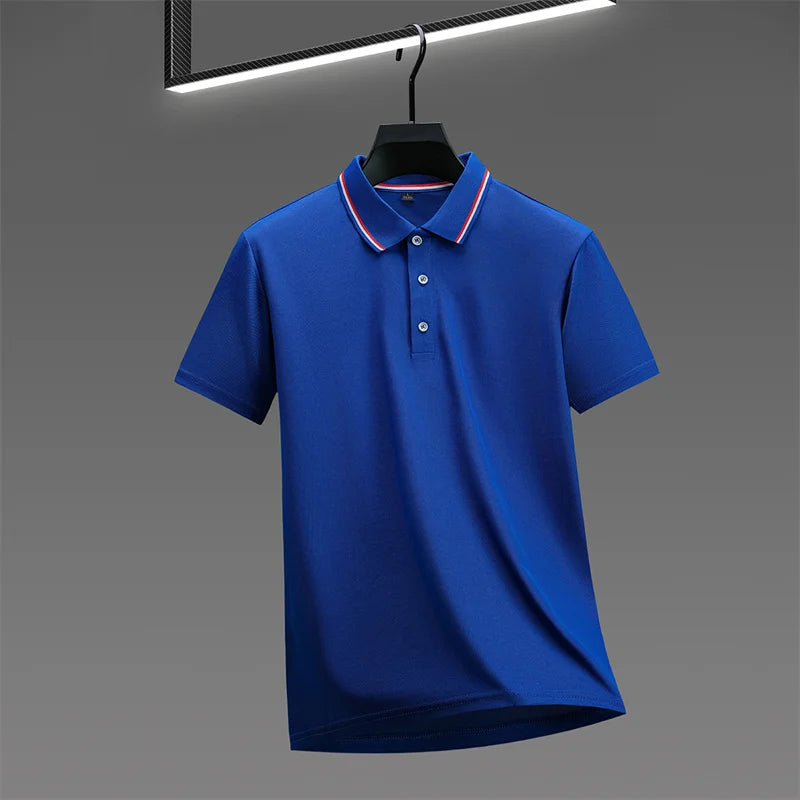 Camisa Polo Masculina Casual Cor Sólida - Manga Curta Versátil Verão