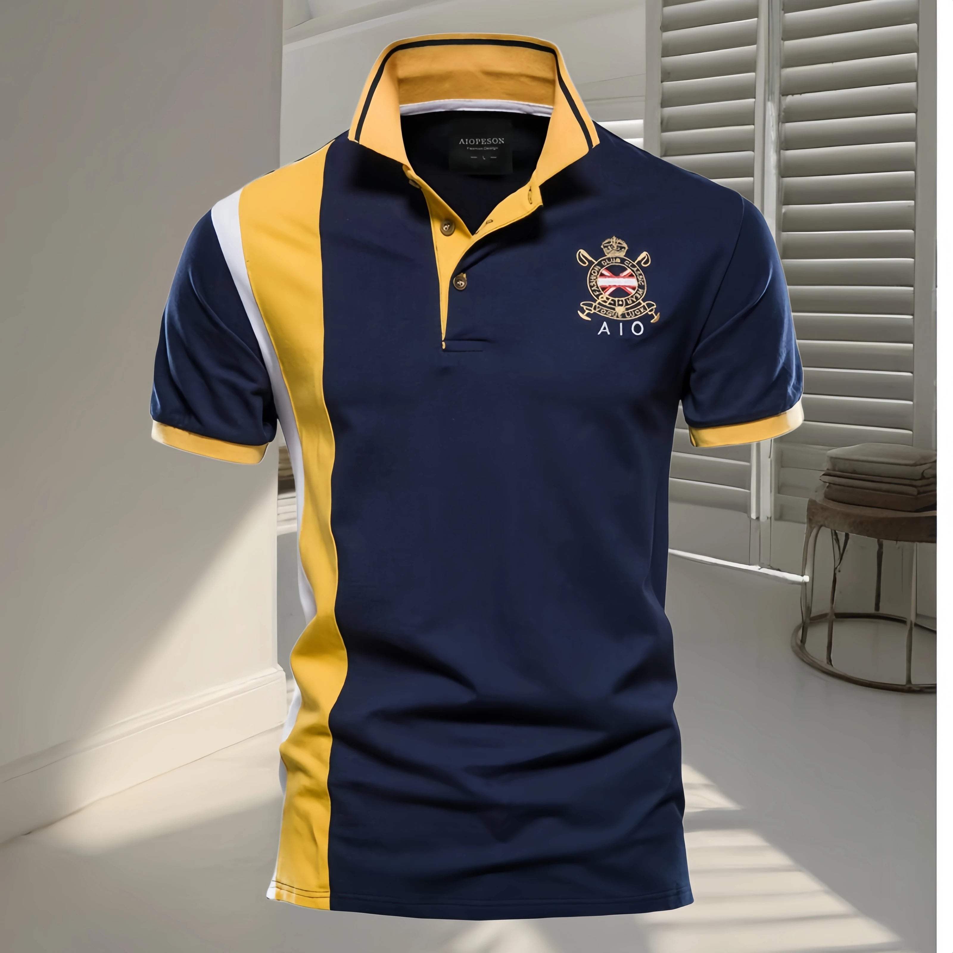 Camisa Polo Masculina de Algodão Puro com Bordado - Slim Fit Golf Casual
