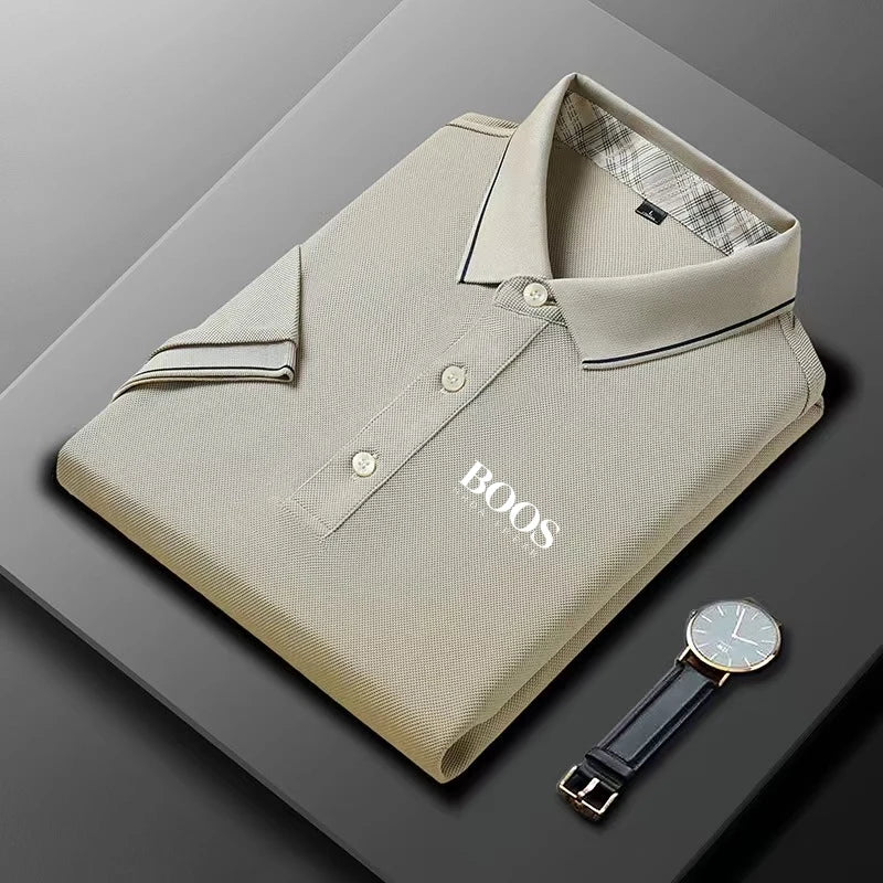 New Style Embroidered Men's High-end Summer Loose Short-sleeved POLO Shirt, Casual and Fashionable Top