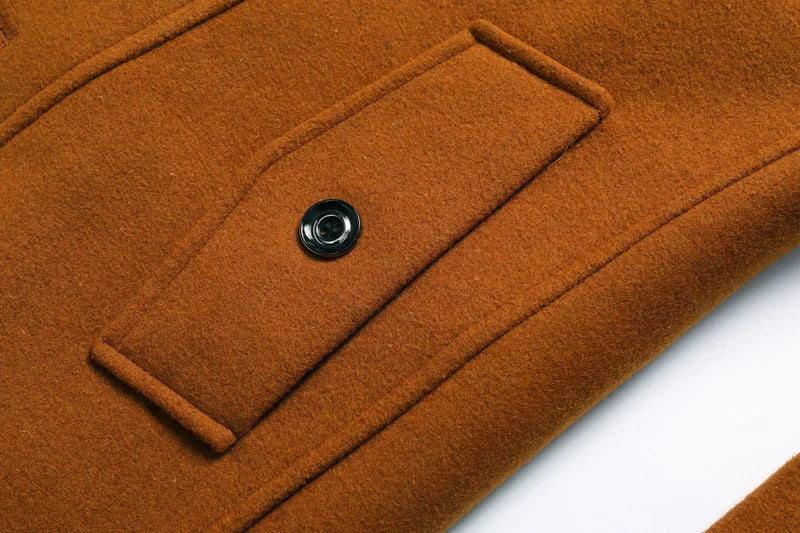 Men's Wool Overcoat Winter Business Coat Double Collar Warm Trench Coat for Men Cold Resistant Classic Long Jacket