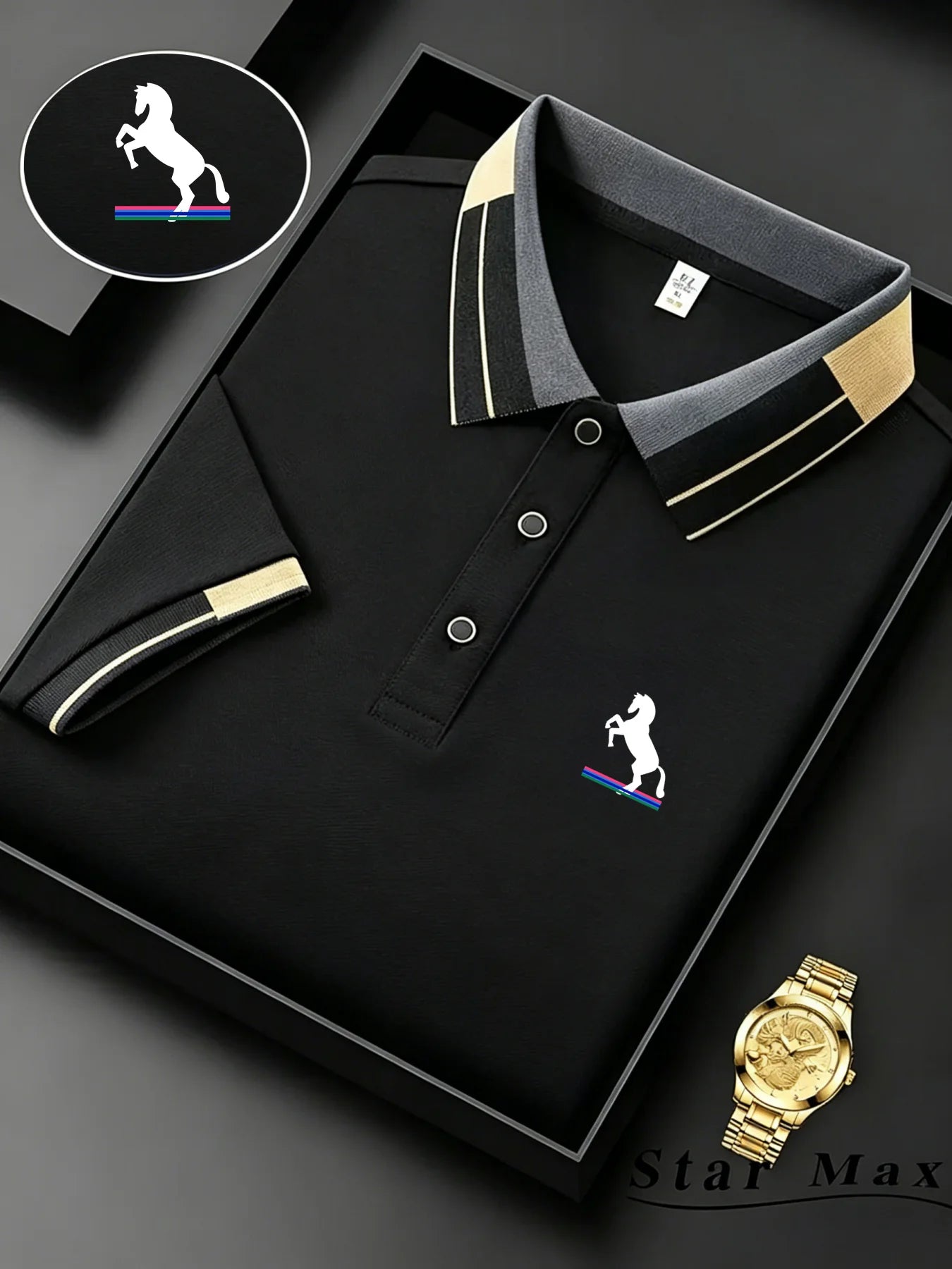 Camisa Polo Masculina de Luxo com Bordado de Cavalo - Estilo Milão Verão