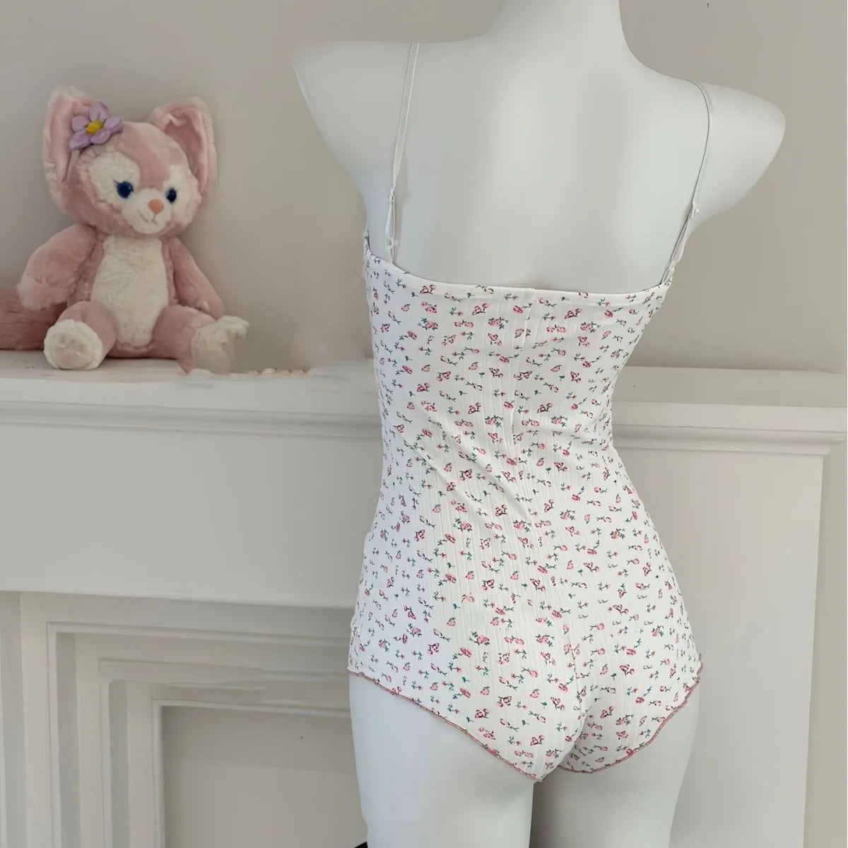 Body Feminino Floral com Renda - Sem Manga Slim Fit Lingerie Jumpsuit Sexy
