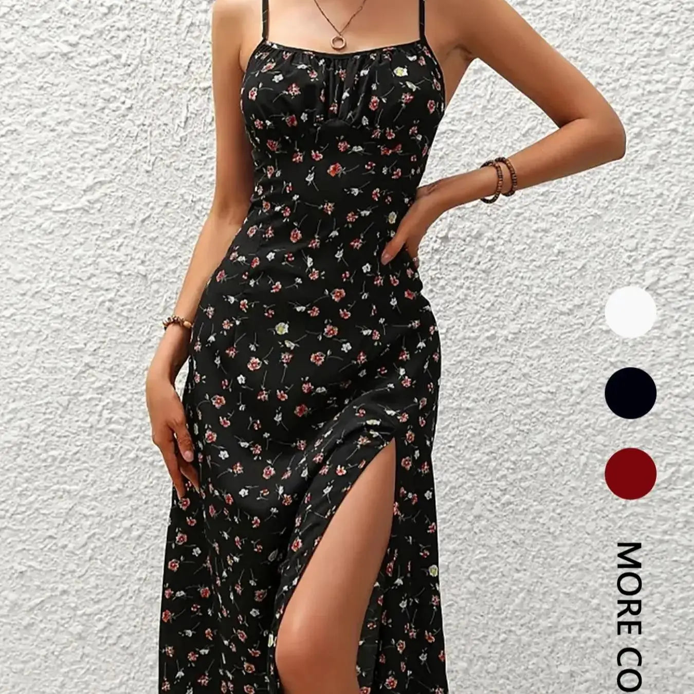 Women's Floral Print Asymmetrical Hem Long Dress Bohemian Style Sleeveless Midi Dress for Daily Wear Beach Vacation