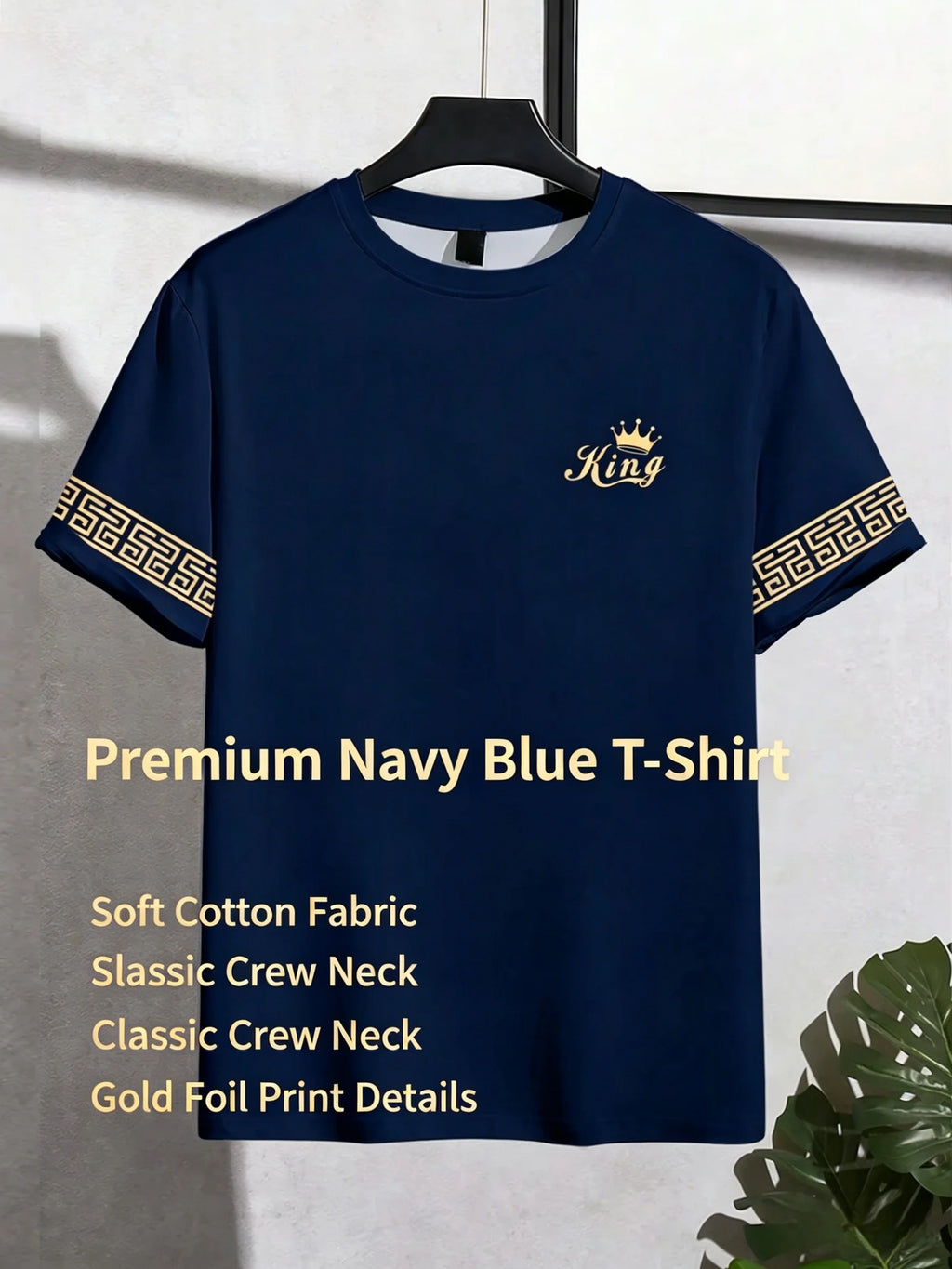Camiseta Masculina Preta e Dourada com Estampa "King" - Luxo e Personalidade